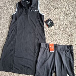 PUMA Black Sleeveless Dress and Shorts Set New With Tqgs Girls 8-10